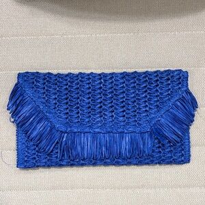 SHEIN Royal Blue Woven Fringe Clutch